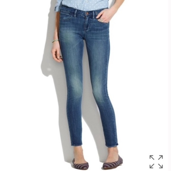Madewell Skinny Skinny Ankle Jeans Zipper Dark Wash Bottom Size 24 x 28 - Picture 1 of 11
